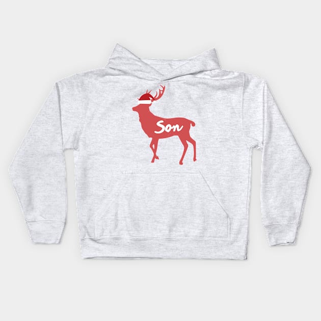 Son Boy Reindeer Family Group Christmas Eve Matching Kids Hoodie by Freid